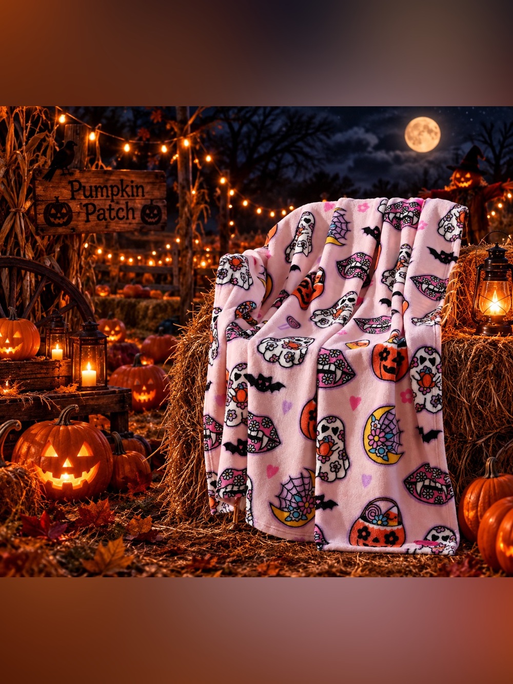 Betsey Johnson Retro Halloween style Blanket - Picture 2 of 3